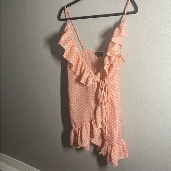 Pretty Little Thing Dorothea Pink Polka Dot Dress Size 14 - Picture 2 of 5